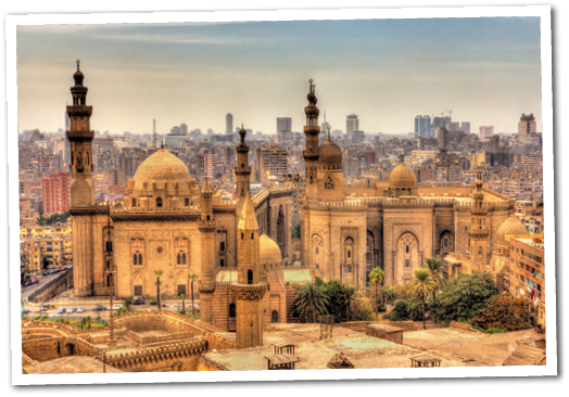 View of the Mosques of Sultan Hassan and Al-Rifai in Cairo - Egypt