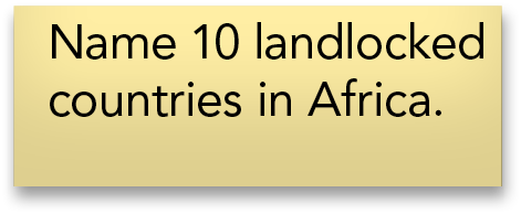 Name 10 landlocked countries in Africa 