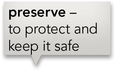 preserve   to protect and keep it safe