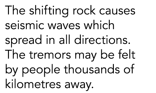 The shifting rock causes seismic waves which spread in all directions  The tremors may be felt by people thousands of   