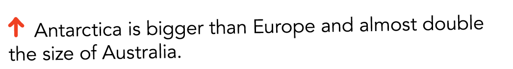   Antarctica is bigger than  Europe and almost double the size of Australia 