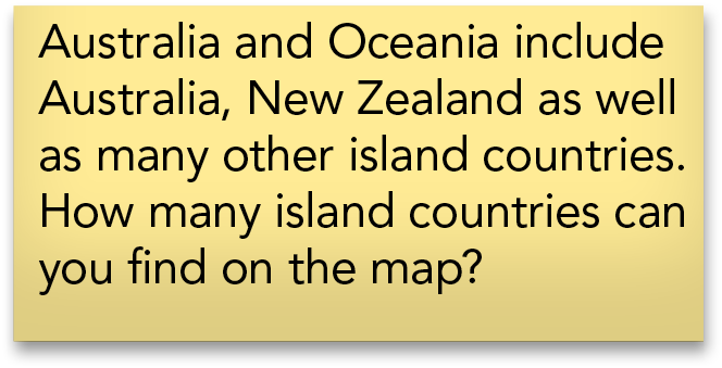 Australia and Oceania include Australia  New Zealand as well as many other island countries  How many island countrie   
