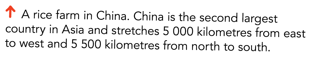   A rice farm in China  China is the second largest country in Asia and stretches 5 000 kilometres from east to west    