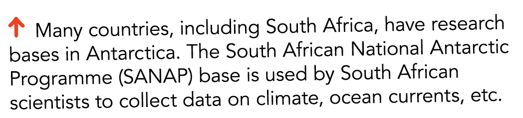   Many countries  including South Africa  have research bases in Antarctica  The South African National Antarctic Pro   