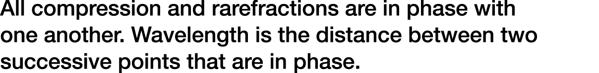 All compression and rarefractions are in phase with one another. Wavelength is the distance between two successive po...