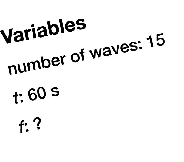 Variables number of waves: 15 t: 60 s f: ?